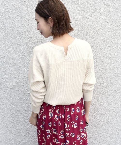 SHIPS（シップス）の「ワッフルプルオーバー◇（Tシャツ/カットソー・レディース・ホワイト/ブラック/ピンク・ONE SIZE）」の4枚目の写真