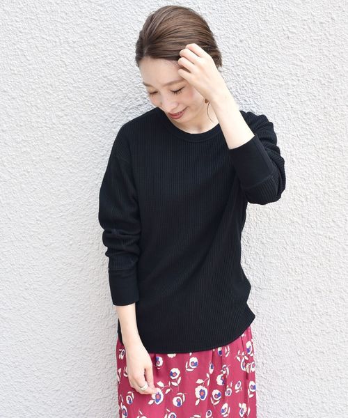 SHIPS（シップス）の「ワッフルプルオーバー◇（Tシャツ/カットソー・レディース・ホワイト/ブラック/ピンク・ONE SIZE）」の9枚目の写真