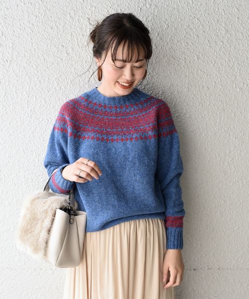 Hurley (ハーレー)の「HARLEY:フェアアイルシェットランドニット(ニット/セーター・レディース・ホワイト/ライトグレー/ブラック/レッド/ブルー系その他・ONE SIZE)」の4枚目の写真