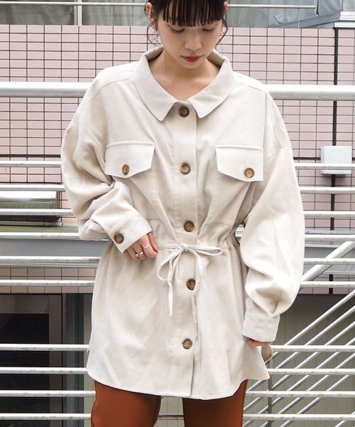 tiptop(ティップトップ)の「ウェストドロストコーデュロイシャツ(シャツ/ブラウス)」|アイボリー