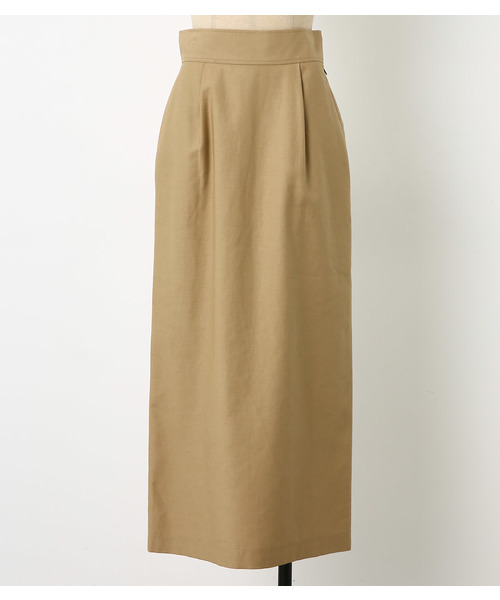 BLACK BY MOUSSY(ブラックバイマウジー)の「back satin long sk(スカート)」|ベージュ