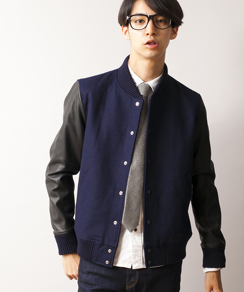 WEGO（ウィゴー）の「WEGO/メルトンスタジャン（スタジャン・メンズ・ブラック/ダークグリーン/ネイビー/キャメル・LARGE/MEDIUM）」の3枚目の写真