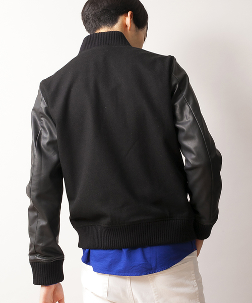 WEGO（ウィゴー）の「WEGO/メルトンスタジャン（スタジャン・メンズ・ブラック/ダークグリーン/ネイビー/キャメル・LARGE/MEDIUM）」の6枚目の写真