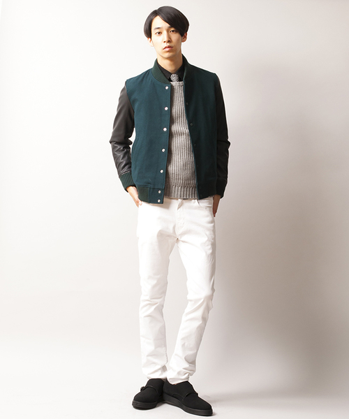 WEGO（ウィゴー）の「WEGO/メルトンスタジャン（スタジャン・メンズ・ブラック/ダークグリーン/ネイビー/キャメル・LARGE/MEDIUM）」の7枚目の写真