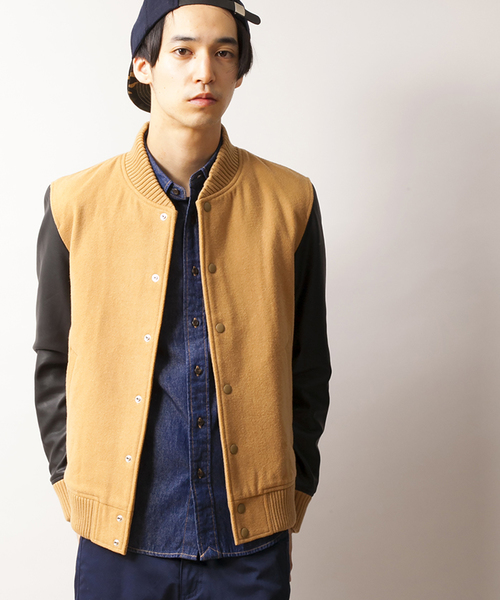 WEGO（ウィゴー）の「WEGO/メルトンスタジャン（スタジャン・メンズ・ブラック/ダークグリーン/ネイビー/キャメル・LARGE/MEDIUM）」の10枚目の写真