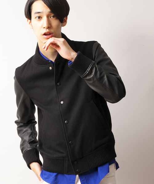 WEGO（ウィゴー）の「WEGO/メルトンスタジャン（スタジャン・メンズ・ブラック/ダークグリーン/ネイビー/キャメル・LARGE/MEDIUM）」の9枚目の写真