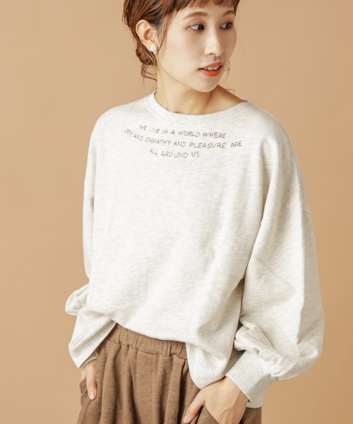 PUAL CE CIN(ピュアルセシン)の「ロゴ刺繍裏毛プルオーバー(Tシャツ/カットソー・レディース・チャコールグレー/グレー/オートミール/キャメル・FREE)」の2枚目の写真