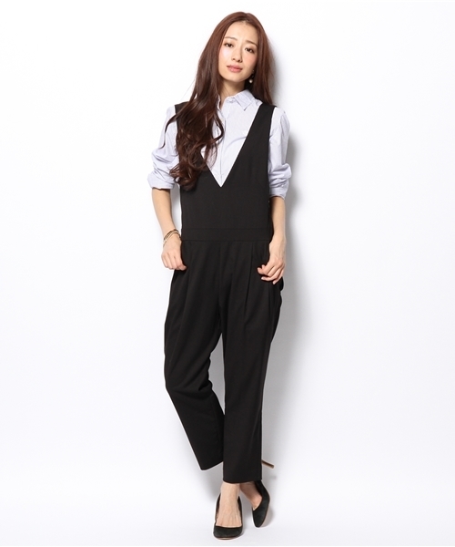 BEAMS LIGHTS Women's（ビームスライツ ウィメンズ）の「BEAMS LIGHTS / Vネックオールインワン（つなぎ/オールインワン・レディース・チャコールグレー/ブラック・38/36）」の11枚目の写真