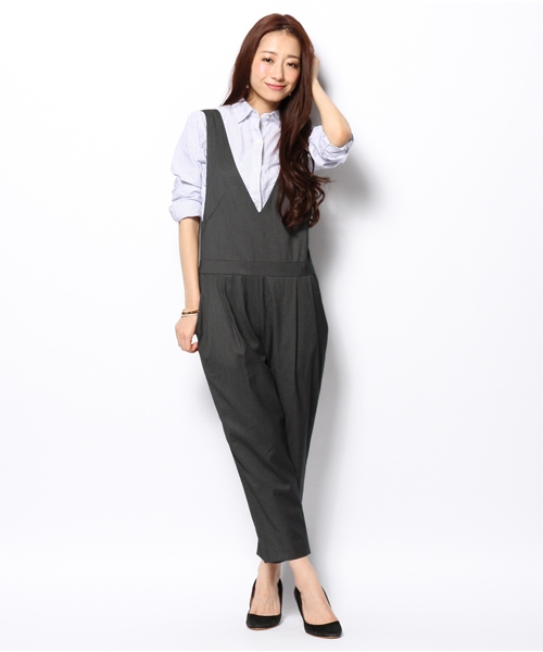 BEAMS LIGHTS Women's（ビームスライツ ウィメンズ）の「BEAMS LIGHTS / Vネックオールインワン（つなぎ/オールインワン・レディース・チャコールグレー/ブラック・38/36）」の12枚目の写真