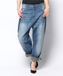 深ゆるまた ゆったりサルエルデニムパンツ S M L LL 3L 4L 大きいサイズ