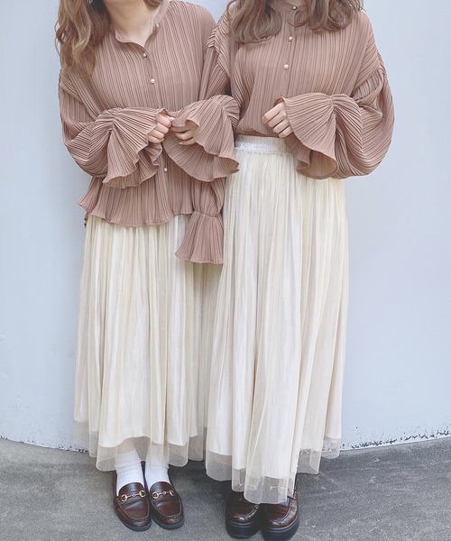 PairPair（ペアペア）の「キャンディスリーブプリーツブラウス（シャツ/ブラウス・レディース・その他/モカ/ライトベージュ・FREE）」の5枚目の写真