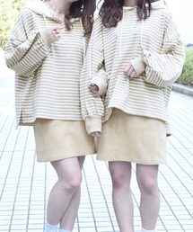 PairPair | フード付ボーダーヘンリープルオーバー(パーカー)