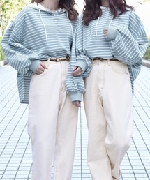 PairPair | フード付ボーダーヘンリープルオーバー(パーカー)