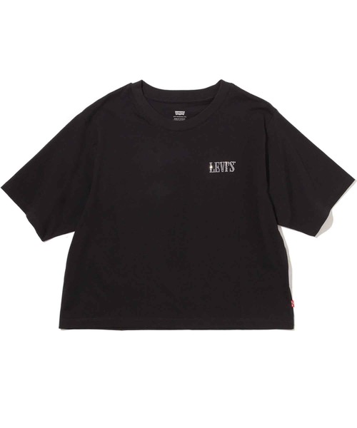 Levi's(リーバイス)の「グラフィックボクシーTシャツ 90'S SERIF RHINESTONE CAVIAR(Tシャツ/カットソー・レディース・ブラック・M/S/XS/L)」の1枚目の写真