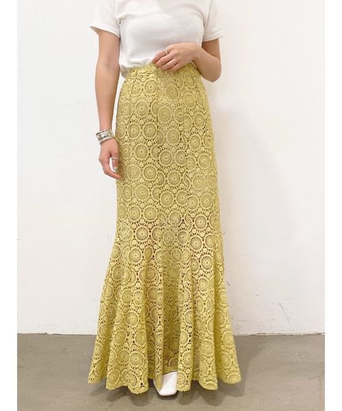 Ungrid(アングリッド)の「マーメイドレースマキシスカート(スカート・レディース・イエロー/アイボリー/ブラック・FREE)」の3枚目の写真