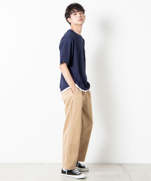 WEGO（ウィゴー）の「WEGO/レイヤードポケットTシャツ（Tシャツ/カットソー・メンズ・ホワイト/ベージュ/ネイビー・SMALL/MEDIUM/LARGE）」の8枚目の写真