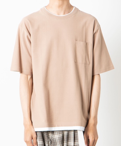 WEGO（ウィゴー）の「WEGO/レイヤードポケットTシャツ（Tシャツ/カットソー・メンズ・ホワイト/ベージュ/ネイビー・SMALL/MEDIUM/LARGE）」の7枚目の写真