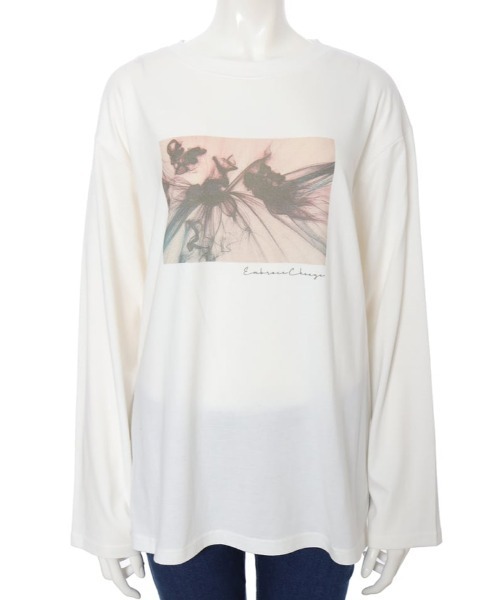 fifth(フィフス)の「グラフィックプリントロングスリーブTシャツ(Tシャツ/カットソー・レディース・ホワイト/グレイッシュベージュ・MEDIUM)」の10枚目の写真