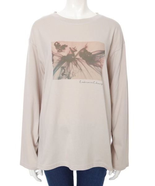 fifth(フィフス)の「グラフィックプリントロングスリーブTシャツ(Tシャツ/カットソー・レディース・ホワイト/グレイッシュベージュ・MEDIUM)」の4枚目の写真