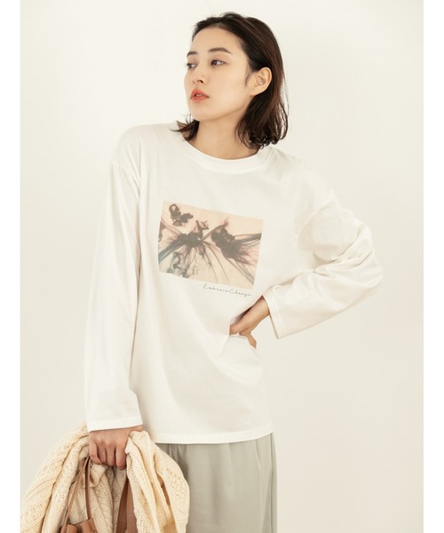 fifth(フィフス)の「グラフィックプリントロングスリーブTシャツ(Tシャツ/カットソー・レディース・ホワイト/グレイッシュベージュ・MEDIUM)」の15枚目の写真