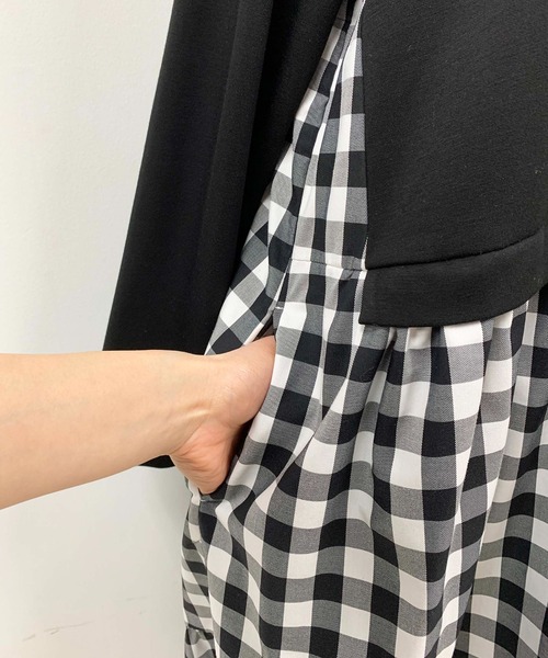 PICCIN(ピッチン)の「チェック切替ティアードパーカーワンピース(ワンピース・レディース・ブラック/オフホワイト・M)」の20枚目の写真