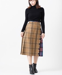 別注 O'Neil of Dublin キルトスカート ウールコンビネーション パッチワーク レギュラー 71cm