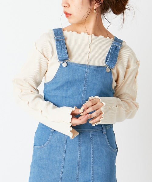 Chico(チコ)の「配色メローフレアT(Tシャツ/カットソー・レディース・ミント/ライトベージュ/アイボリー/ブラック・FREE)」の3枚目の写真