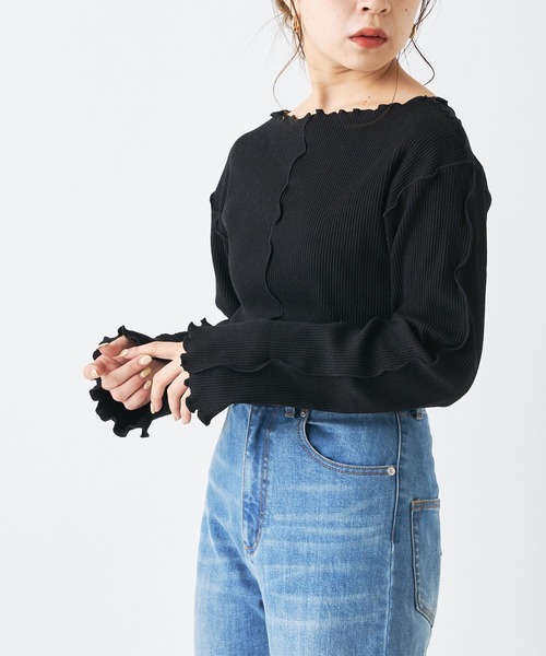 Chico(チコ)の「配色メローフレアT(Tシャツ/カットソー・レディース・ミント/ライトベージュ/アイボリー/ブラック・FREE)」の2枚目の写真