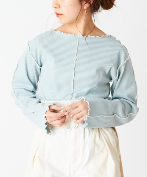 Chico(チコ)の「配色メローフレアT(Tシャツ/カットソー・レディース・ミント/ライトベージュ/アイボリー/ブラック・FREE)」の22枚目の写真