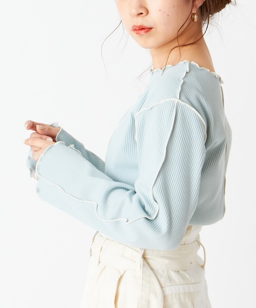 Chico(チコ)の「配色メローフレアT(Tシャツ/カットソー・レディース・ミント/ライトベージュ/アイボリー/ブラック・FREE)」の14枚目の写真