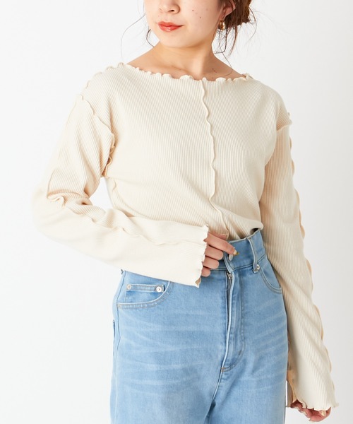 Chico(チコ)の「配色メローフレアT(Tシャツ/カットソー・レディース・ミント/ライトベージュ/アイボリー/ブラック・FREE)」の8枚目の写真