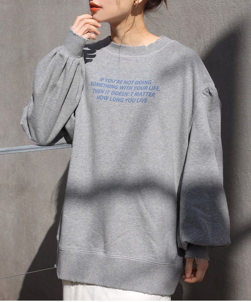 one after another NICE CLAUP（ワンアフターアナザーナイスクラップ）の「ロゴカレッジスウェット（Tシャツ/カットソー・レディース・グレー/オフホワイト/ブルー/ホワイト系その他・FREE）」の3枚目の写真