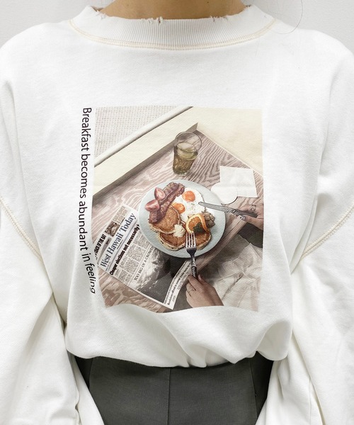 one after another NICE CLAUP（ワンアフターアナザーナイスクラップ）の「ロゴカレッジスウェット（Tシャツ/カットソー・レディース・グレー/オフホワイト/ブルー/ホワイト系その他・FREE）」の14枚目の写真