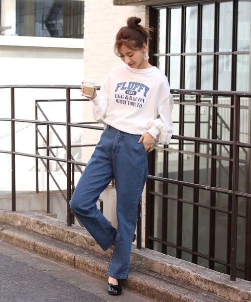 one after another NICE CLAUP（ワンアフターアナザーナイスクラップ）の「ロゴカレッジスウェット（Tシャツ/カットソー・レディース・グレー/オフホワイト/ブルー/ホワイト系その他・FREE）」の6枚目の写真