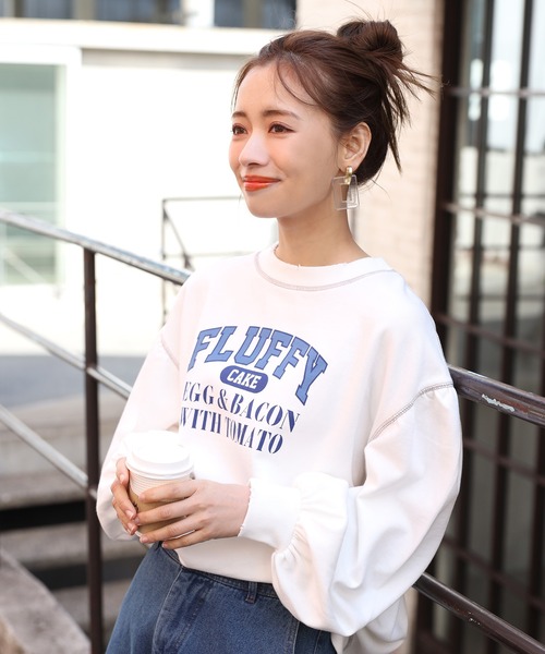 one after another NICE CLAUP（ワンアフターアナザーナイスクラップ）の「ロゴカレッジスウェット（Tシャツ/カットソー・レディース・グレー/オフホワイト/ブルー/ホワイト系その他・FREE）」の16枚目の写真