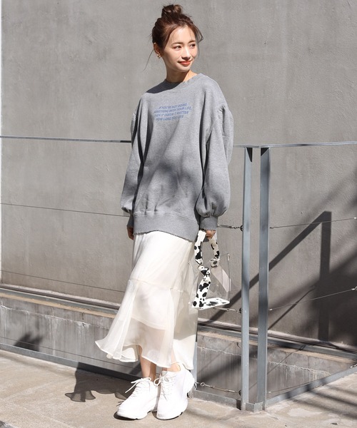 one after another NICE CLAUP（ワンアフターアナザーナイスクラップ）の「ロゴカレッジスウェット（Tシャツ/カットソー・レディース・グレー/オフホワイト/ブルー/ホワイト系その他・FREE）」の12枚目の写真