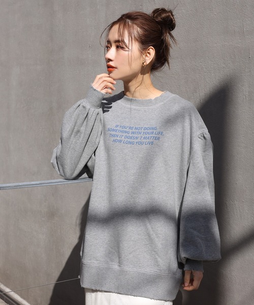 one after another NICE CLAUP（ワンアフターアナザーナイスクラップ）の「ロゴカレッジスウェット（Tシャツ/カットソー・レディース・グレー/オフホワイト/ブルー/ホワイト系その他・FREE）」の18枚目の写真