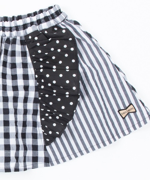 trois lapins kp(トロワラパンケーピー)の「切替えデザインのスカパン(100-130cm)(スカート・キッズ・レッド/ブラック・130cm/110cm/100cm/120cm)」の4枚目の写真