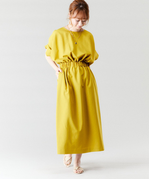 ナチュラルライクツイルギャザーワンピース ワンピース Liesse リエス のファッション ワンピース セール