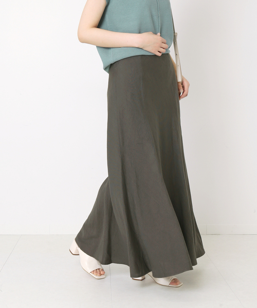 Simplicite（サンプリシテ）の「リネンレーヨンマーメイドフレアースカート◆（スカート・レディース・チャコールグレー/ベージュ/イエロー・SMALL/MEDIUM）」の2枚目の写真