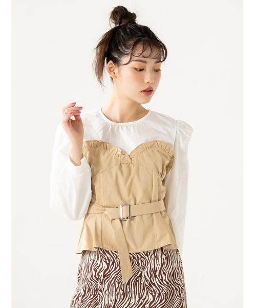 fifth calin(フィフスカラン)の「ウエストマークビスチェデザインブラウス(シャツ/ブラウス・レディース・ベージュ/アニマル・MEDIUM)」の2枚目の写真