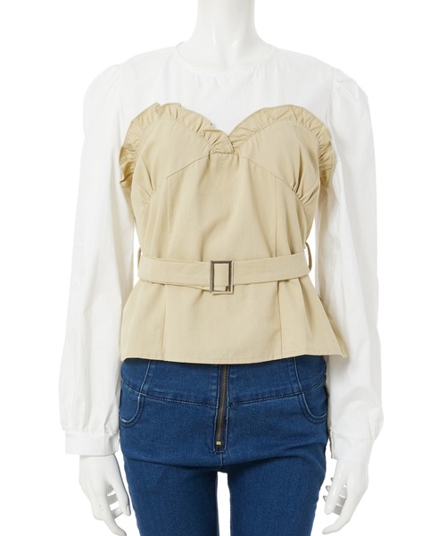 fifth calin(フィフスカラン)の「ウエストマークビスチェデザインブラウス(シャツ/ブラウス・レディース・ベージュ/アニマル・MEDIUM)」の10枚目の写真