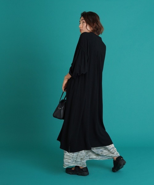 LUPILIEN（ルピリアン）の「涼し気◆リネン混２ＷＡＹシャーリングスリーブワンピース（ワンピース・レディース・ライトグレー/ミント/オレンジ/サックスブルー/ブラック/ライトグリーン・FREE）」の9枚目の写真