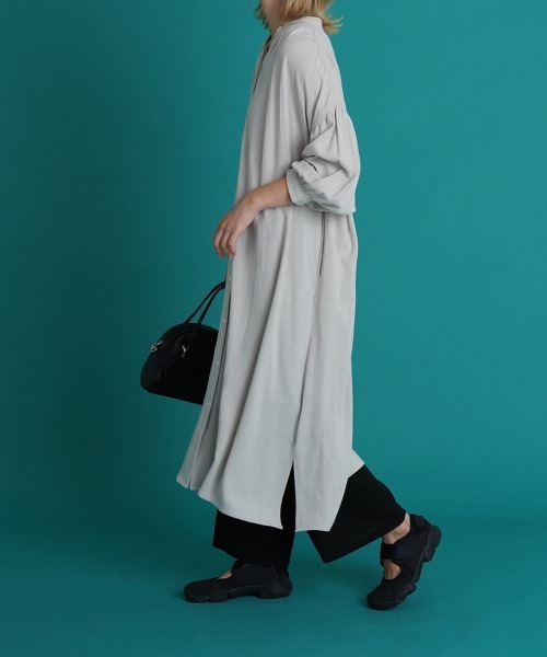 LUPILIEN（ルピリアン）の「涼し気◆リネン混２ＷＡＹシャーリングスリーブワンピース（ワンピース・レディース・ライトグレー/ミント/オレンジ/サックスブルー/ブラック/ライトグリーン・FREE）」の10枚目の写真