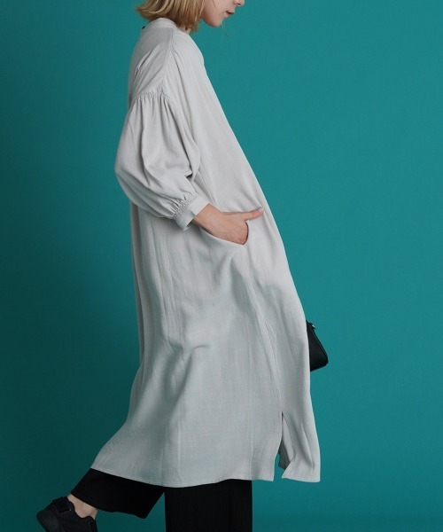 LUPILIEN（ルピリアン）の「涼し気◆リネン混２ＷＡＹシャーリングスリーブワンピース（ワンピース・レディース・ライトグレー/ミント/オレンジ/サックスブルー/ブラック/ライトグリーン・FREE）」の11枚目の写真