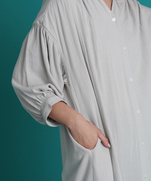 LUPILIEN（ルピリアン）の「涼し気◆リネン混２ＷＡＹシャーリングスリーブワンピース（ワンピース・レディース・ライトグレー/ミント/オレンジ/サックスブルー/ブラック/ライトグリーン・FREE）」の12枚目の写真