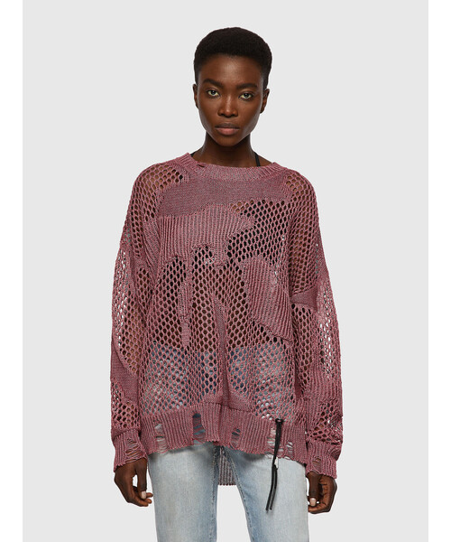 DIESEL(ディーゼル)の「レディース ニット カモフラ クルーネック セーター(ニット/セーター・レディース・ピンク/ブラック・LARGE/MEDIUM/X-SMALL/SMALL)」の8枚目の写真