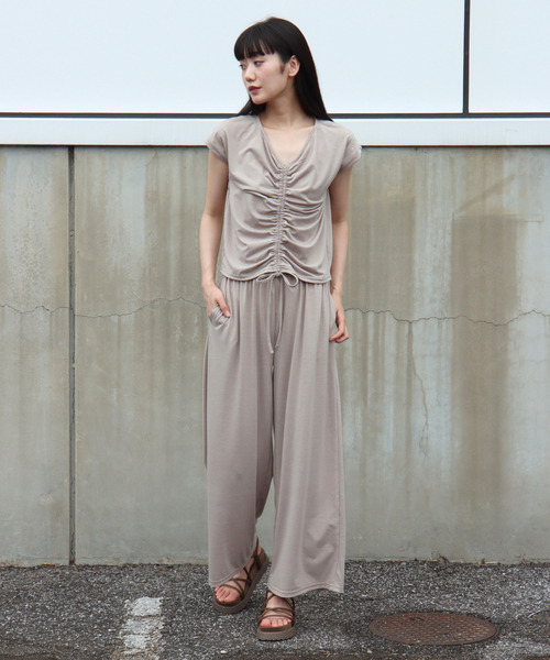 VENCEEXCHANGE（ヴァンスエクスチェンジ）の「ギャザートップスパンツセットアップ（その他トップス・レディース・ブラック/ベージュ・M）」の15枚目の写真