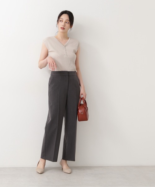 NATURAL BEAUTY BASIC（ナチュラルビューティーベーシック）の「メランジセンタープレスストレートパンツ（その他パンツ・レディース・チャコールグレー/ピンク・X-SMALL/SMALL/MEDIUM/LARGE）」の3枚目の写真