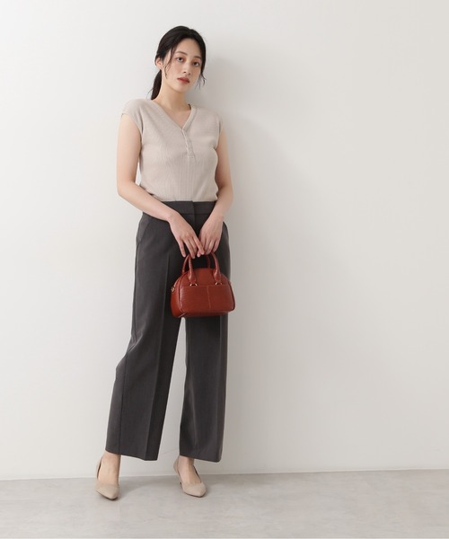 NATURAL BEAUTY BASIC（ナチュラルビューティーベーシック）の「メランジセンタープレスストレートパンツ（その他パンツ・レディース・チャコールグレー/ピンク・X-SMALL/SMALL/MEDIUM/LARGE）」の4枚目の写真